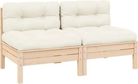 vidaXL Canapea de grădină cu 2 locuri, cu perne crem, lemn masiv pin