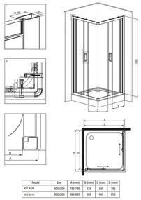 Set cabina dus neagra patrata 90x90 cm plus coloana dus cu termostat auriu lucios FDesign Anima