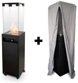 Șemineu de exterior pe gaz Planika Faro GAS 142x36 cm 8kW negru + capac de protecție