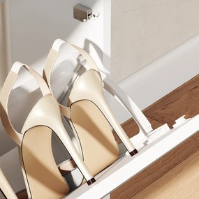 HOMCOM Dulap de Pantofi cu Oglindă și 3 Sertare Rabatabile 65x17x114.5 cm Alb | Aosom Romania