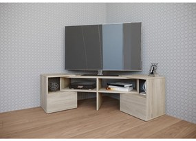 COMODA TV CARY CU SPATIU DEPOZITARE, 141X32X39 CM, MONTAJ PERETE SAU COLT, CULOARE SONOMA, PAL 16 MM