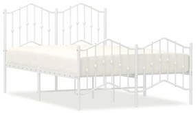 373854 vidaXL Cadru pat metalic cu tăblie de cap/picioare , alb, 120x200 cm