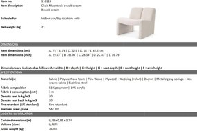 Fotoliu deosebit design LUX Macintosh Bouclé cream