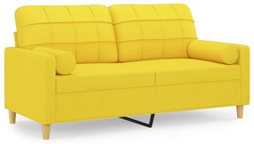 3200787 vidaXL Canapea cu 2 locuri cu pernuțe, galben deschis, 140 cm, textil