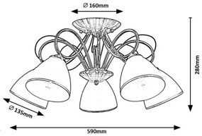 Brilagi - Lustră aplicată FRED, 5xE27/60W/230V, diametru 59 cm, bronzată