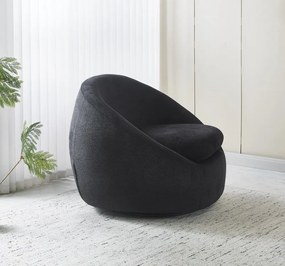 Fotoliu Rotativ – Fotoliu Modern și Confortabil pentru Living, Material Textil, Negru