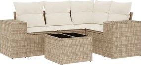 vidaXL Set canapele de grădină cu perne, 5 piese, bej, poliratan