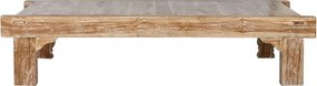 Măsuță de cafea dreptunghiulară din lemn de tec reciclat sculptat manual, natur, finisaj patinat, 45 x 200 x 70 cm, „Caldera” – Ethnic Collections