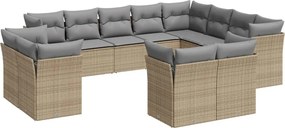 vidaXL Set canapele de grădină cu perne, 12 piese, bej, poliratan