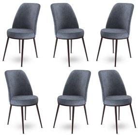Set 6 scaune haaus Dexa, Fum/Maro, textil, picioare metalice