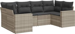 vidaXL Set canapele de grădină cu perne, 6 piese gri deschis poliratan