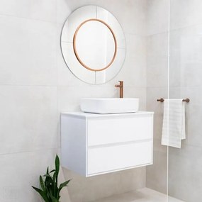 Dulap baza suspendat Rune Dagaz 2 sertare 59 cm alb lucios