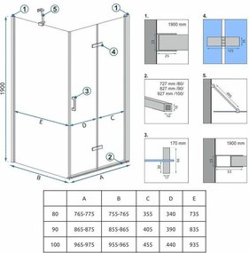 Cabina dus Rea Molier Chrom 100x80