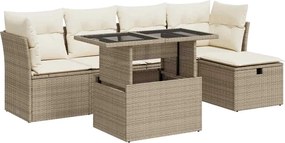 vidaXL Set canapele de grădină cu perne, 6 piese, bej, poliratan