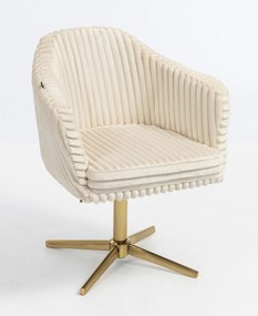 HR832CROSS Scaun Cappuccino Teddy Cord cu Bază Aurie