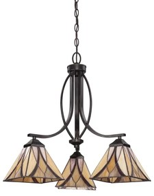 Elstead QZ-ASHEVILLE3 - Candelabru Tiffany ASHEVILLE pe lanț, 3xE27/60W/230V