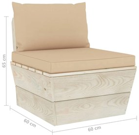 Canapea gradina din paleti, 3 locuri, cu perne, lemn de molid Bej, Canapea cu 3 locuri, 1