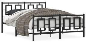 374260 vidaXL Cadru pat metalic cu tăblie de cap/picioare, negru, 140x200 cm