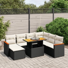 3276052 vidaXL Set mobilier de grădină cu perne, 8 piese, negru, poliratan