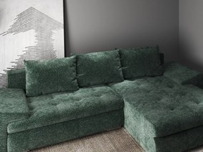 Colțar extensibil dumonde cu ladă de depozitare si sezut confortabil din spuma high-density, Leonardo Euphoria Verde 260x185 cm II