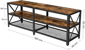 COTVI10 - Comoda TV 160x39x52 cm, living, dormitor, stil industrial - Maro