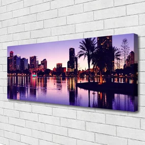 Tablou pe panza canvas Oraș Case Violet Negru