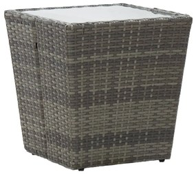 vidaXL Masă de ceai gri 41,5x41,5x43 cm poliratan sticlă securizată