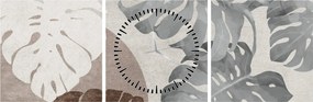 Tablou - Design cu frunze (cu ceas) (90x30 cm)