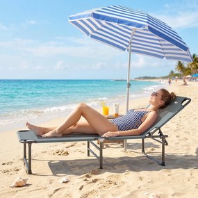 Outsunny Șezlong de Exterior Reglabil 4 Poziții, Scaun Pliabil cu Mâner, Gri. | Aosom Romania