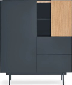 Comodă gri antracit-natural înaltă cu aspect de lemn de stejar 100x120 cm Otto – Teulat