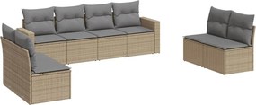 vidaXL Set canapele de grădină, 8 piese, cu perne, bej, poliratan