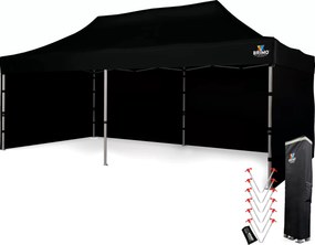 Cort de nuntă 3x6 m din aluminiu – Elegant și de montare rapidă - cu 3 pereți - Negru