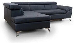 Canapea colțar extensibilă din piele SALERNO II stânga, negru