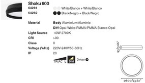 Lustra / Plafoniera LED design modern slim SHOKU 60cm alb
