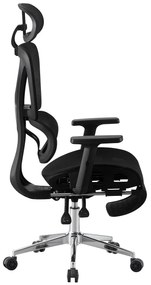 RIGACHAIR Scaun ergonomic, cotiere 2D, tetiera 2D, recliner 155°, suport picioare, Full Mesh, Negru