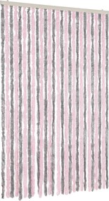vidaXL Perdea pentru insecte gri argintiu și roz, 118x220 cm, chenille
