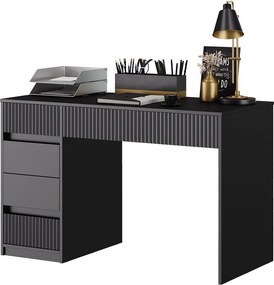 BIN204 - Masa de birou, 120 cm, home office cu 5 sertare - Negru
