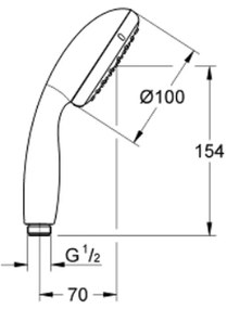 Para dus rotunda culoare crom, o functie, Grohe Tempesta 100