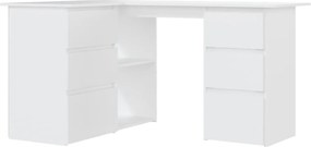vidaXL Birou de colț, alb, 145x100x76 cm, lemn prelucrat