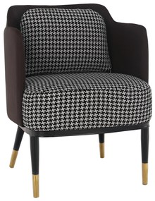 Fotoliu design, model alb-negru/ piele ecologică maro, EMREN