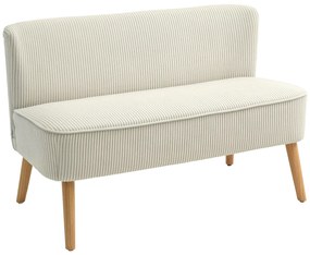 HOMCOM Canapea cu două locuri, umplutură moale, husă ușor de întreținut, până la 150 kg, 117 x 56,5 x 77 cm, Alb crem | Aosom Romania