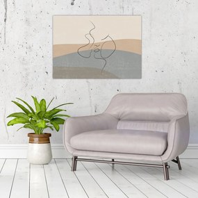 Tablou pe sticlă - Sărut de linie de artă (70x50 cm)