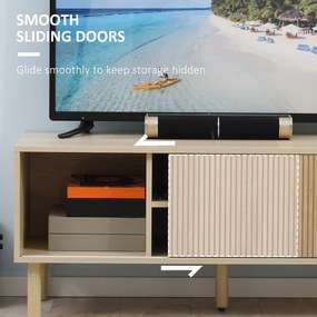 HOMCOM Dulap TV pentru televizoare de pana la 50 de inchi, suport TV cu rafturi de depozitare, usi glisante | AOSOM RO