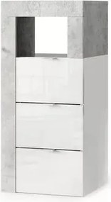 Dulap coloana mediu LC Mobili Italia Hamburg finisaj alb lucios/gri beton 35x78 cm