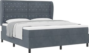 vidaXL Pat cu arcuri cu saltea Gri închis 200 x 180 cm Catifea