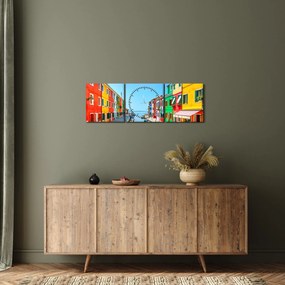 Tablou - Insula Burano, Veneția, Italia (cu ceas) (90x30 cm)