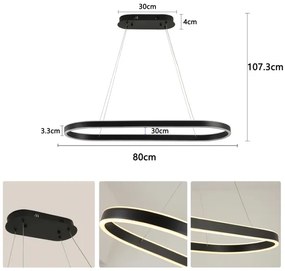 Brilagi - Lustră LED suspendată pe cablu PONDIE LED/43W/230V 80x30 cm neagră