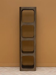 Etajeră metalică vintage, auriu, cu 3 rafturi din sticlă și decupaje rotunjite, 193 x 50 x 42 cm, „Lexton”