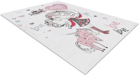 BAMBINO 2644 covor lavabil Fetiță, unicorn pentru copii anti-alunecare - alb / roz