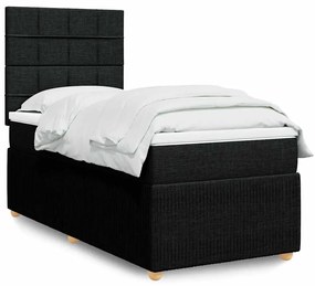 vidaXL Pat box spring cu saltea, negru, 80x200 cm, textil